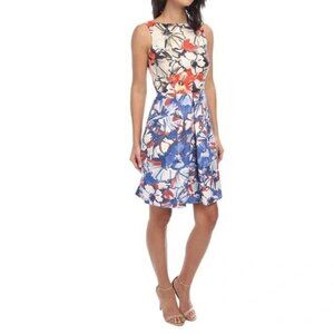 DONNA MORGAN MULTI FLORAL PRINT SLEEVELESS MIDI DRESS- NWT